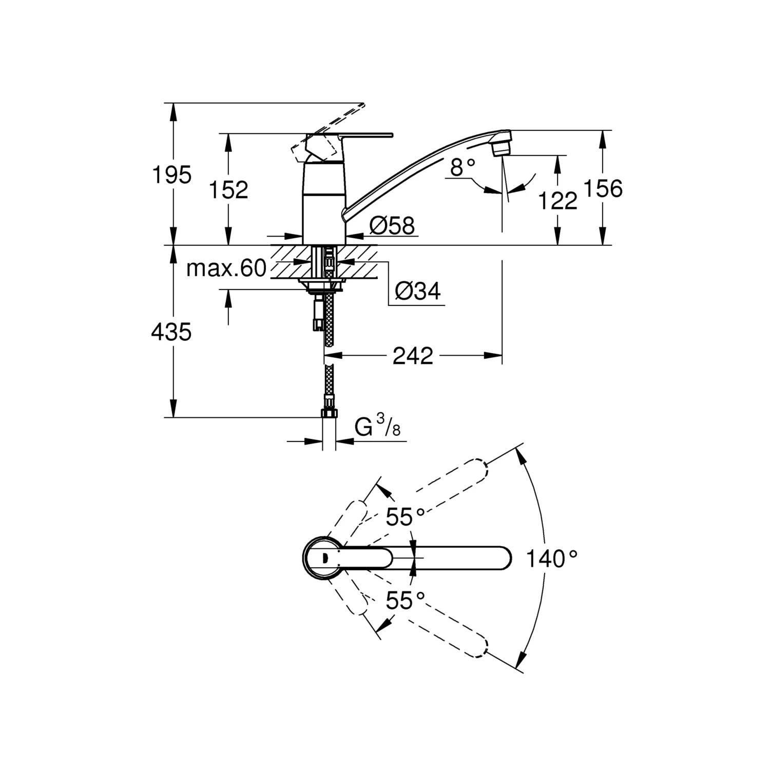 Grohe Get éénhendel Keukenkraan Met Lage Uitloop Chroom - Afbeelding 2