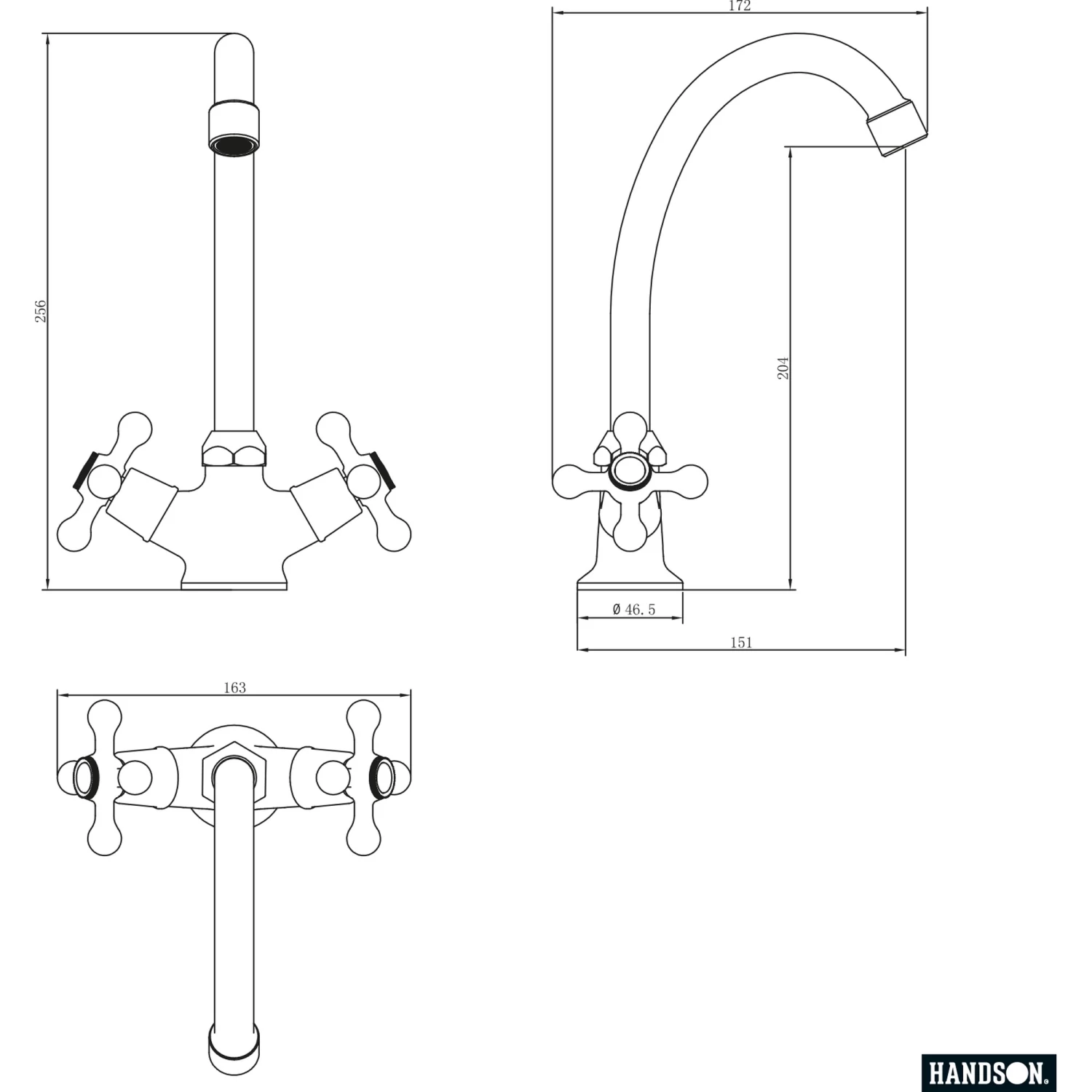Handson Louise Tweeknops Keukenkraan Met Hoge Uitloop Chroom - Afbeelding 2