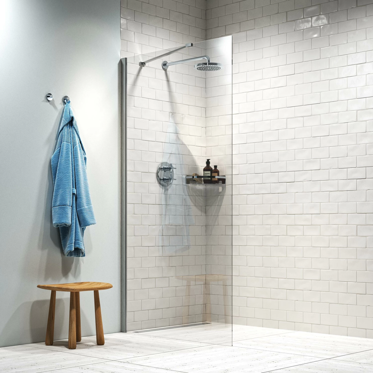 Sealskin Hooked Inloopdouche 75x200cm Chroomkleur