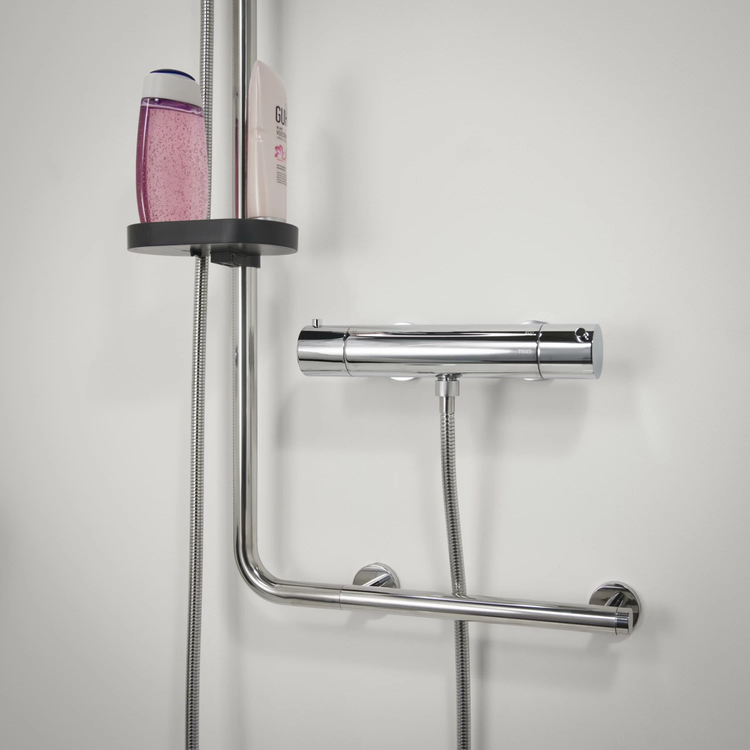 Tiger Boston Comfort & Safety Doucheglijstang Met Greep Links Glanzend RVS - Afbeelding 9