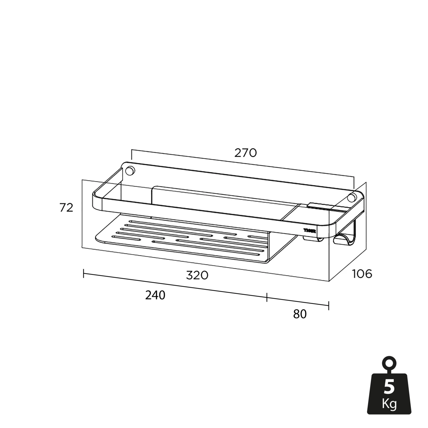 Tiger Douchemand Met Haak Caddy Zwart - Afbeelding 9