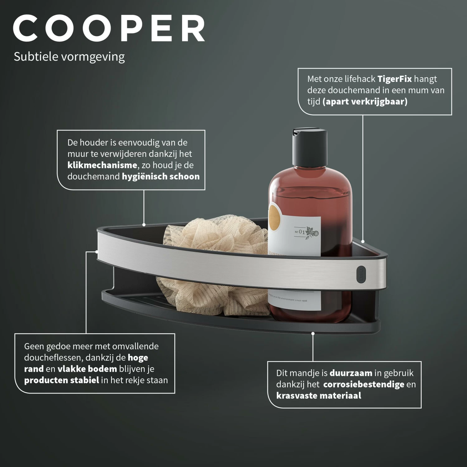 Tiger Douchemand Cooper Hoek 21 Cm Zwart / RVS Geborsteld - Afbeelding 7