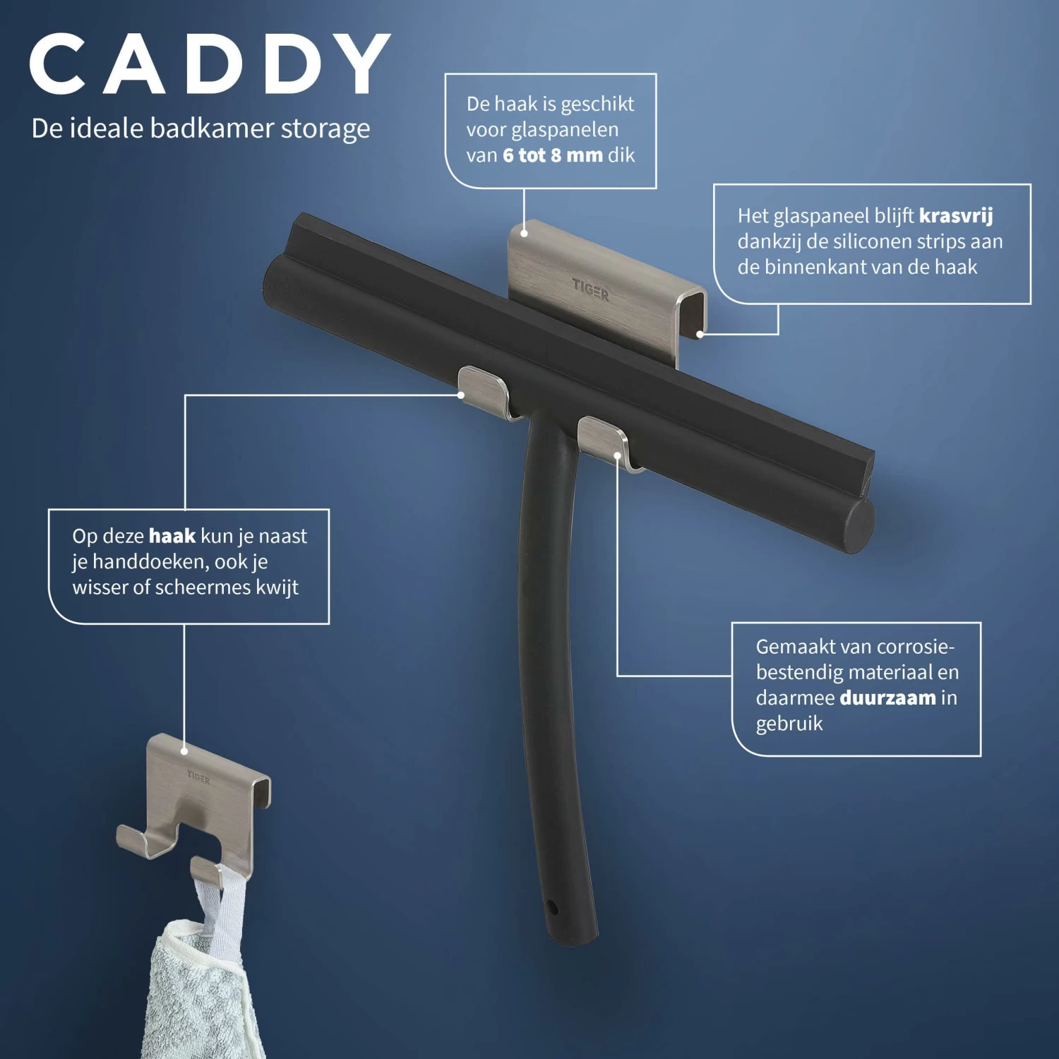 Tiger Handdoekhaak Caddy Rvs - Afbeelding 8