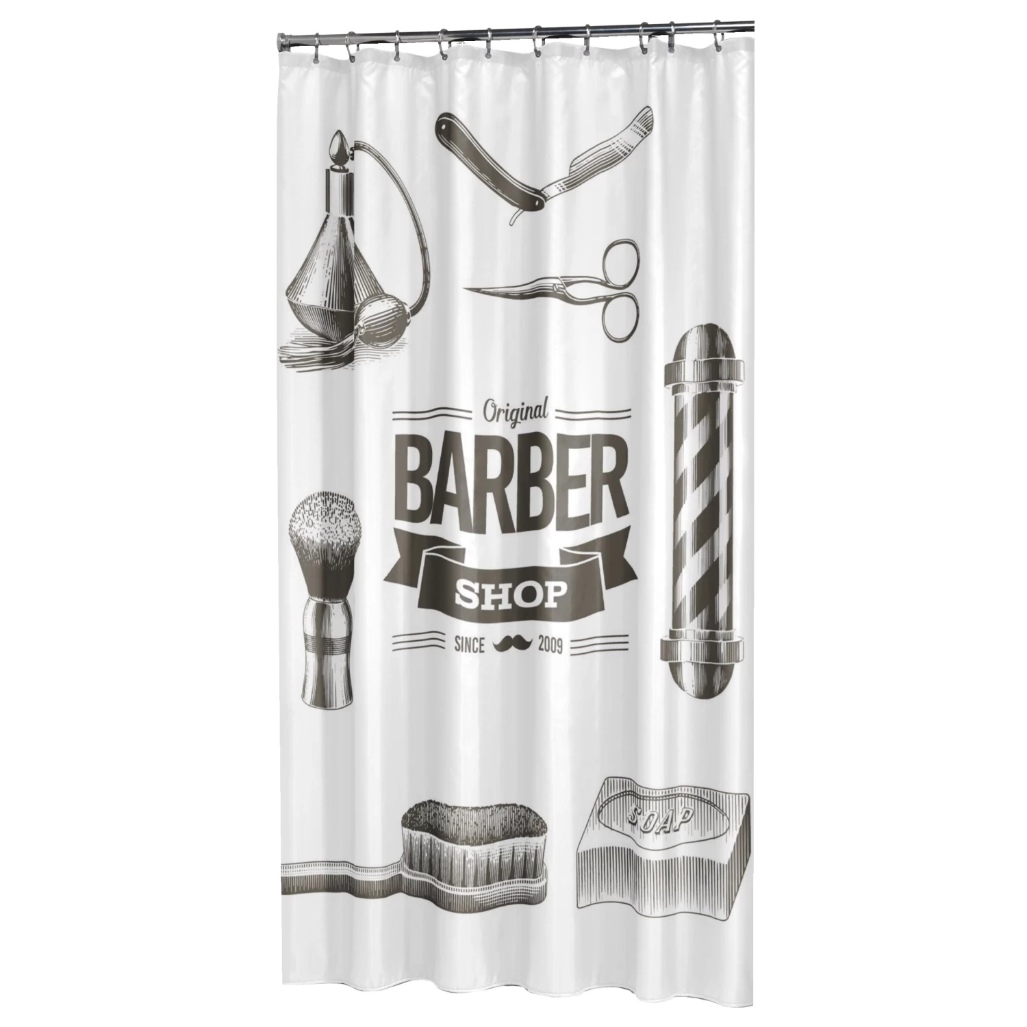 Sealskin Douchegordijn Barber Zwart 180x200 Cm