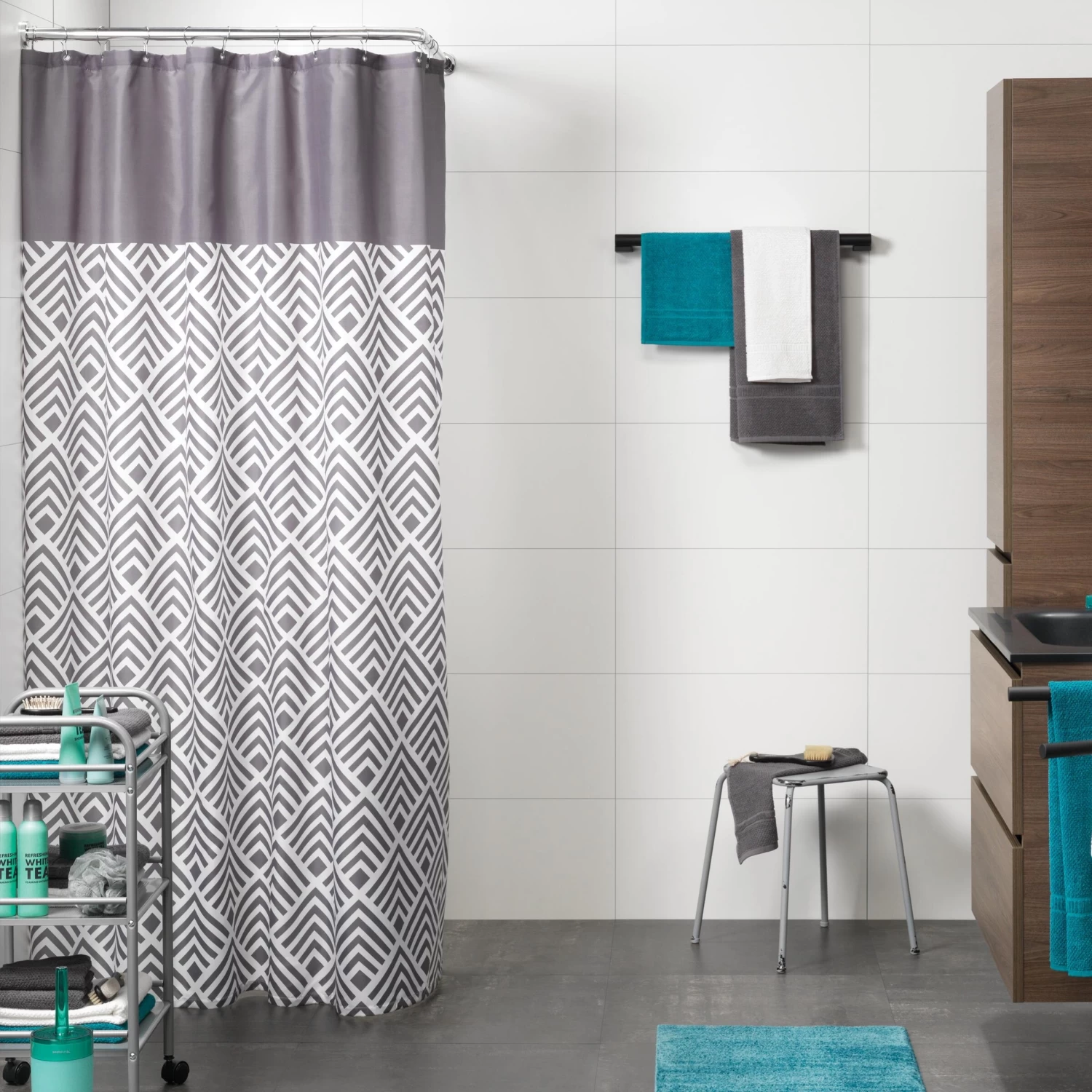 Sealskin Angoli Textiel Douchegordijn Grijs 180x200 Cm - Afbeelding 4