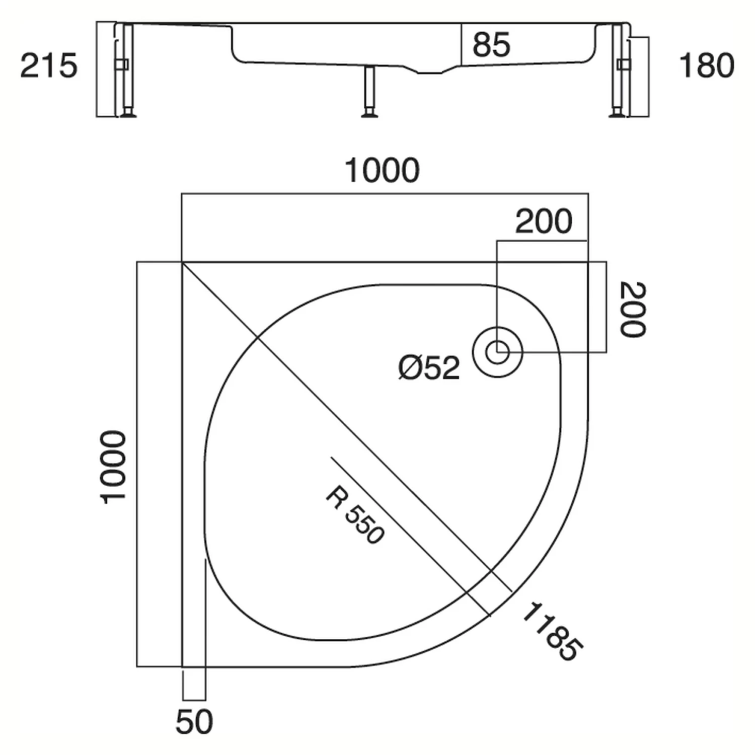 Sealskin Douchebak Optimo Kwartrond Opbouw 100x100x21.5 Cm - Afbeelding 2