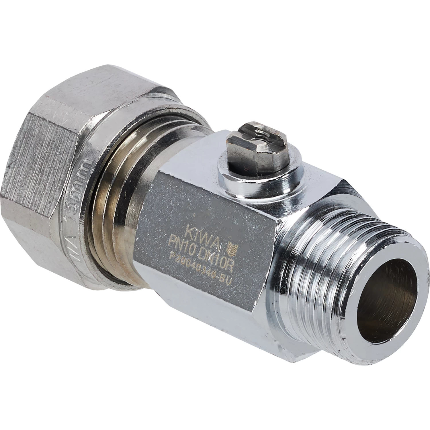 Sanivesk Kogelkraan Mini Recht Knel 15mmx3/8"M Chroom - Afbeelding 2