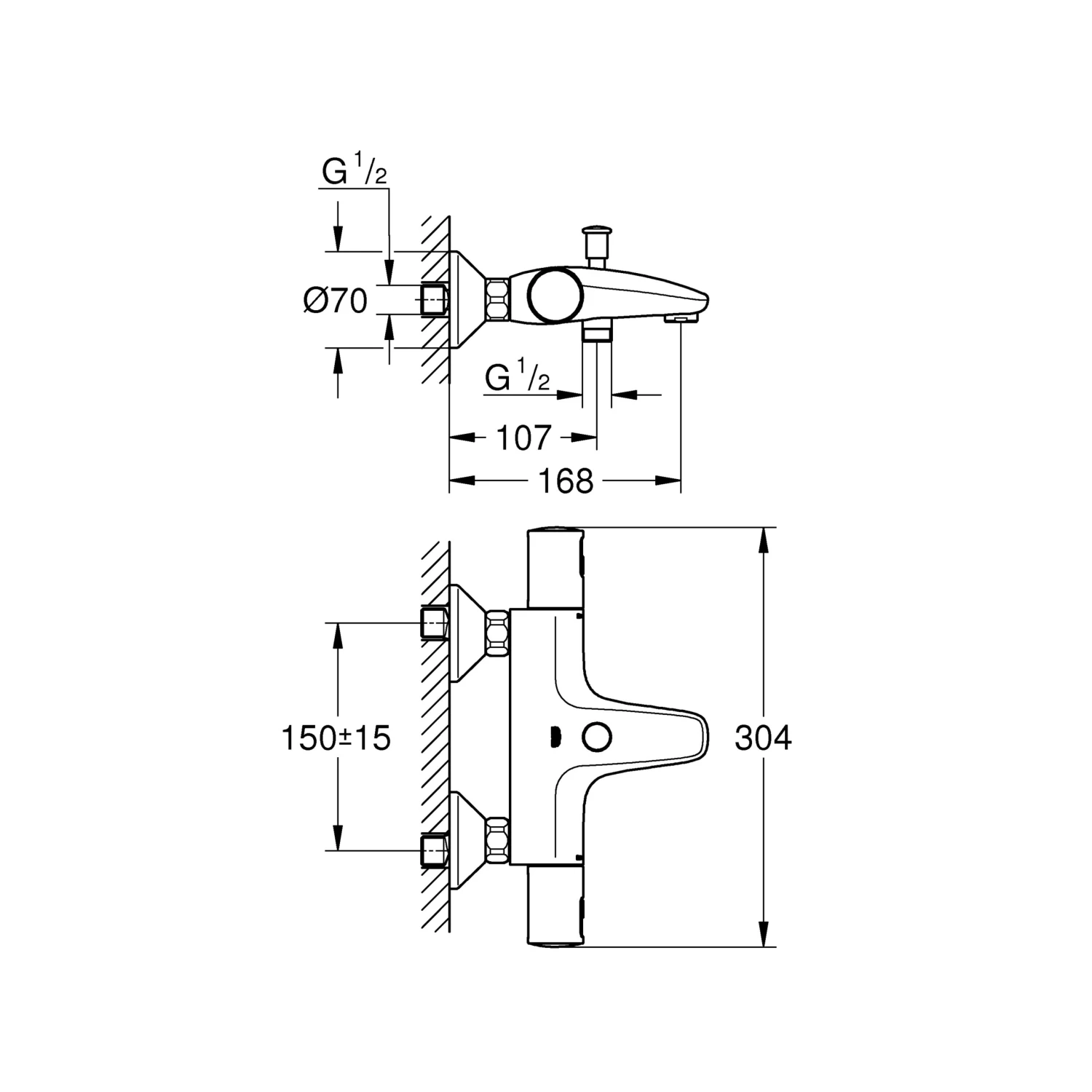 Grohe Precision Start Thermostatische Badkraan Met Omstelling Chroom - Afbeelding 2