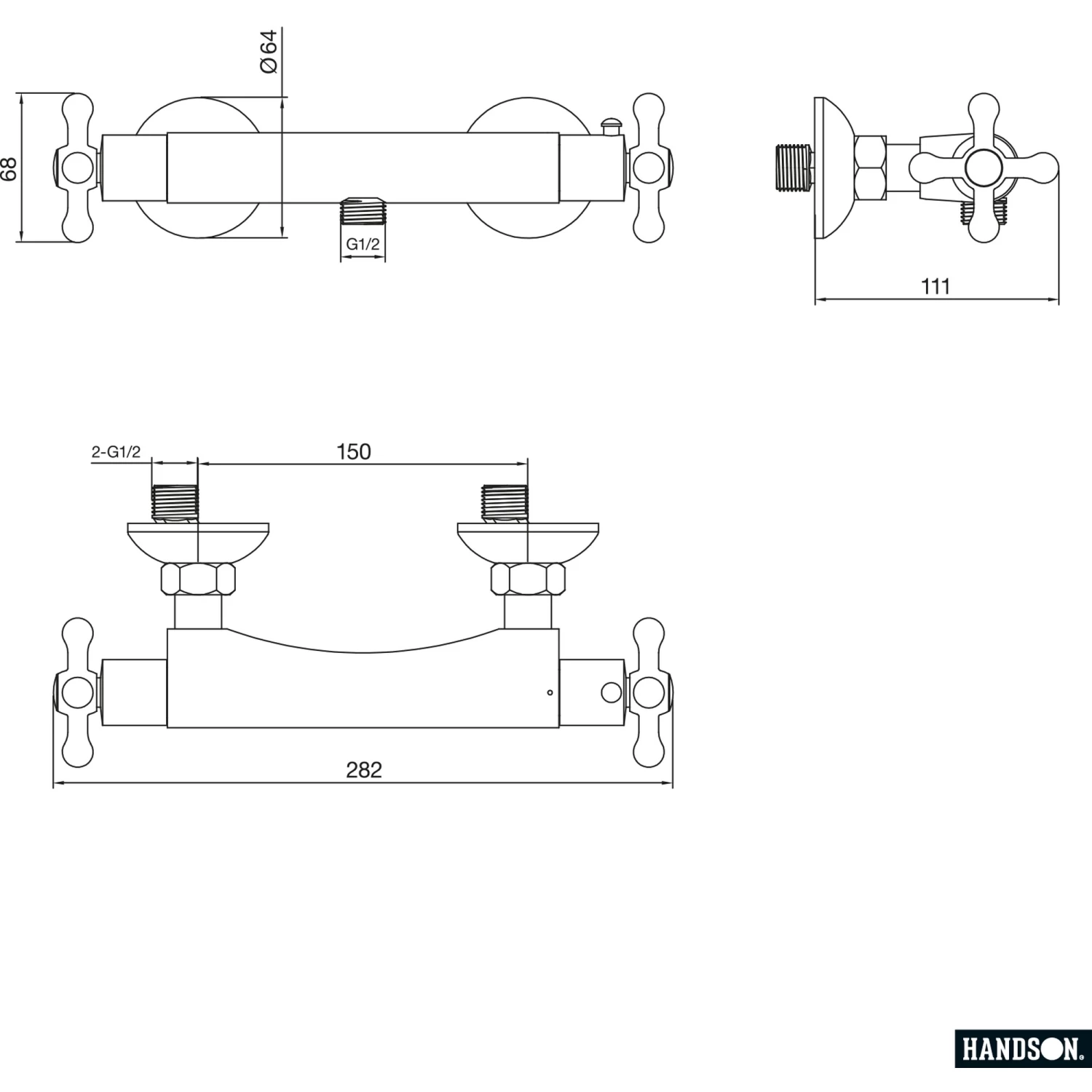 Handson Louise Thermostatische Douchekraan Chroom 15 Cm - Afbeelding 2